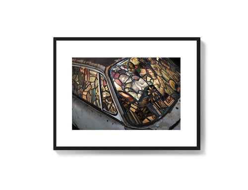Stained-glass Porsche 911 Halo Frame print, Glass Cowboy series