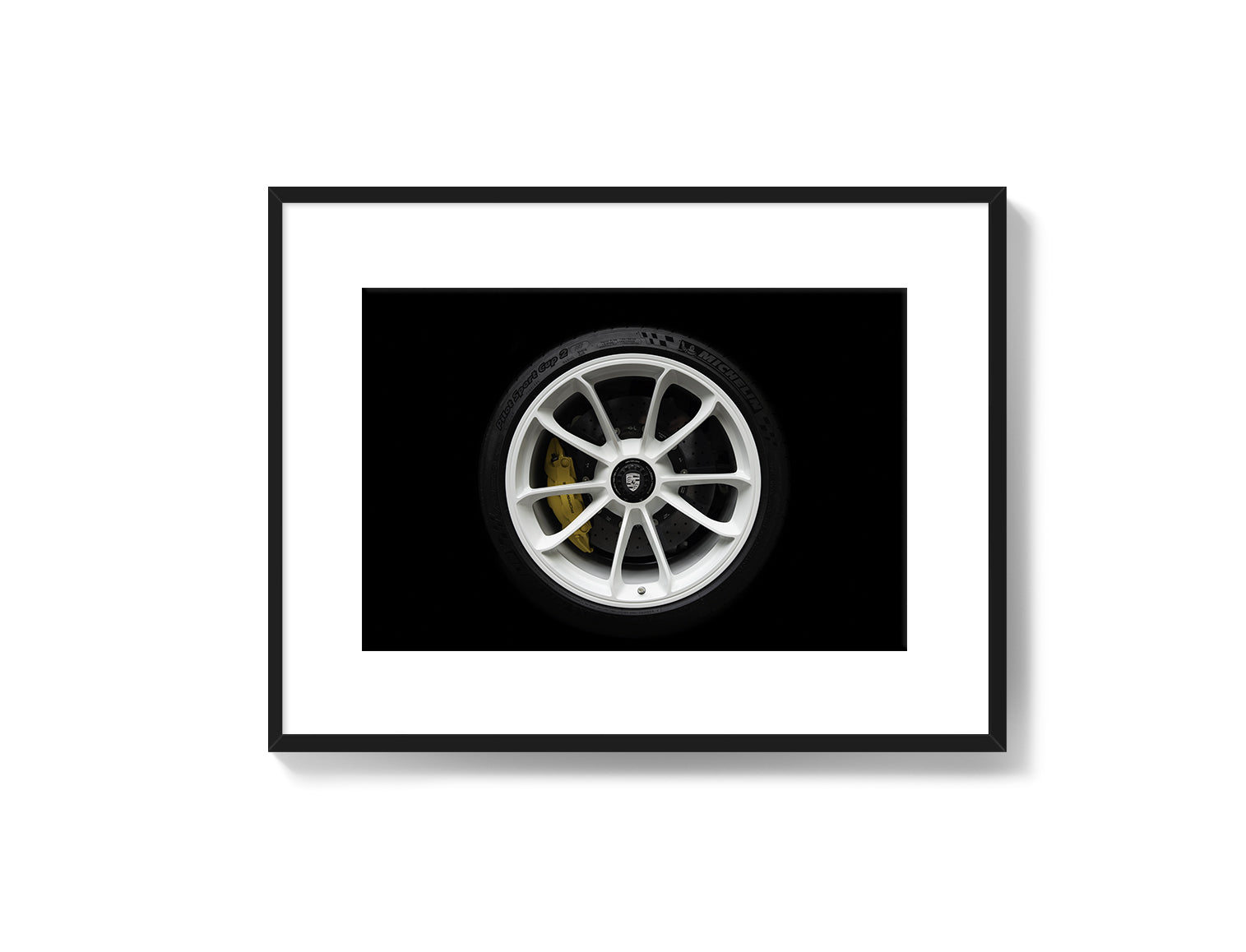 White Porsche GT3 wheel detail print, Porsche art print