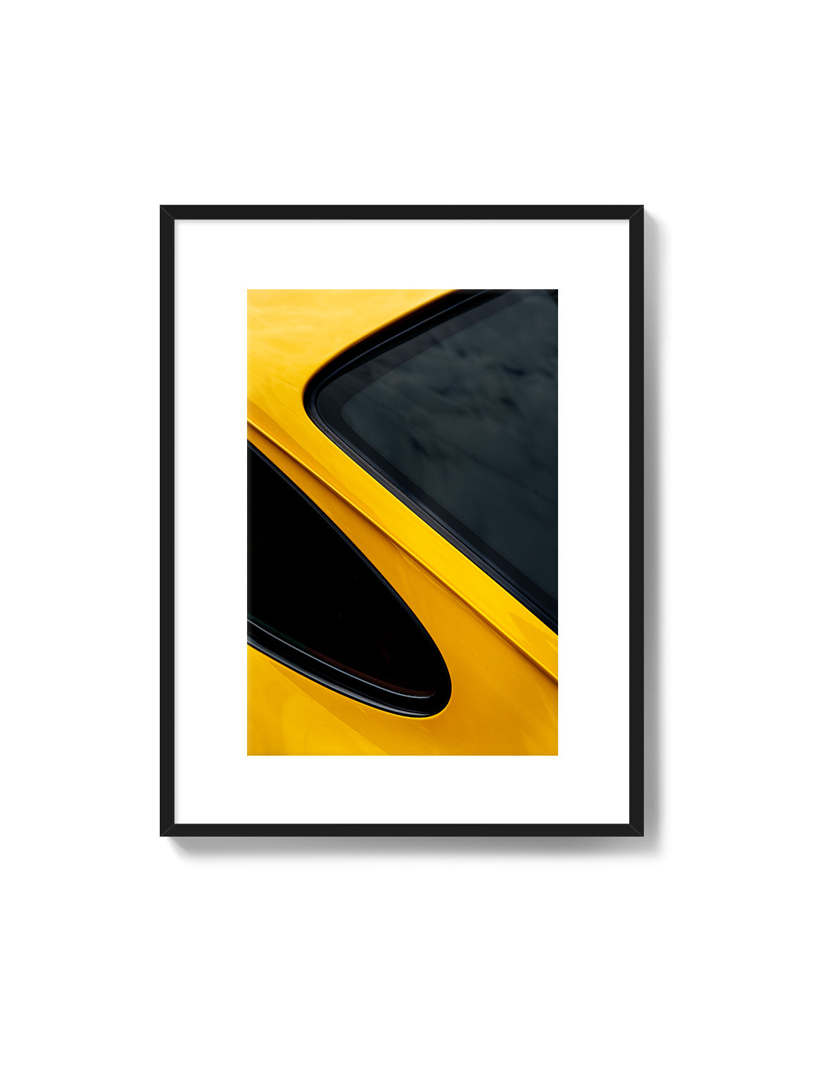 Yellow Porsche body curves detail print, Porsche wall art